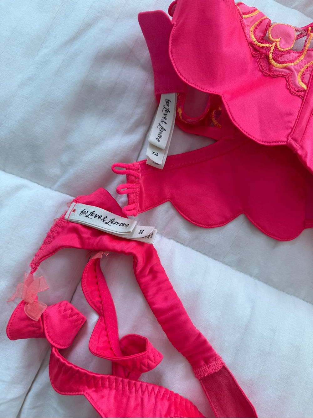 For Love & Lemons Graphic Hearts Lingerie Set XS - Picture 5 of 8